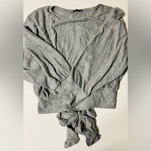 Express Gray Back Bow Accent Sweater